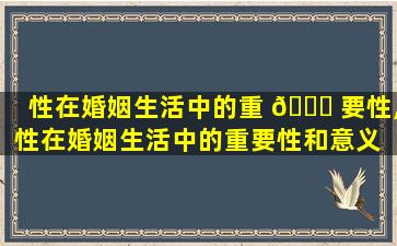 性在婚姻生活中的重 🕊 要性,性在婚姻生活中的重要性和意义 🍁